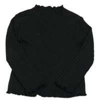 Černý třpytivý žebrovaný svetr Tu