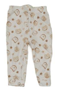 Bílo-hnědé lehké tepláky s medvídky Nutmeg