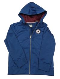 Tmavomodrá propínací mikina s logem a kapucí Converse