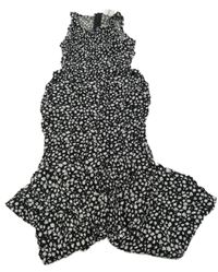 Černo-bílý květovaný kalhotový overal Page one young