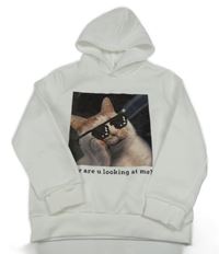 Bílá mikina s kočičkou a kapucí Shein