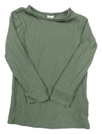 Zelené žebrované pyžamové triko H&M