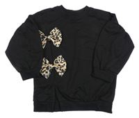 Černá mikina s leopardími mašlemi Shein
