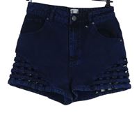 Dámské tmavomodré riflové kraťasy s průstřihy Asos 