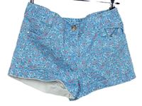 Dámské světlemodré kytičkované plátěné kraťasy Denim 