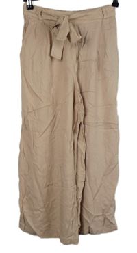Dámské světlerůžové culottes kalhoty s páskem Pull&Bear 