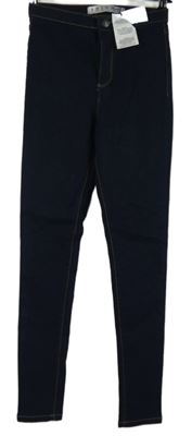 Dámské tmavomodré skinny elastické rifle Denim 