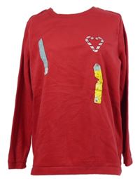 Nové - Dámské červené fleecové pyžamové triko s obrázkem Primark