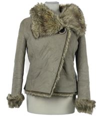 Dámský světlehnědý semišový zateplený kabátek s kožíškem Next 