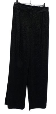 Dámské černé třpytivé sametové palazzo kalhoty River Island 