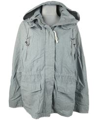 Dámská tmavomodrá proužkovaná plátěná jarní parka s kapucí H&M