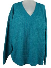 Dámský tyrkysový třpytivý vzorovaný svetr MS Mode 