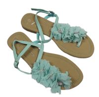 Nové - Dámské světlemodré sandály s květy Atmosphere vel. 36