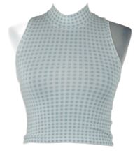 Dámský světlemodro-bílý kostičkovaný crop top FB Sister 