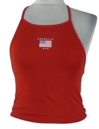 Dámský červený crop top s vlajkou H&M