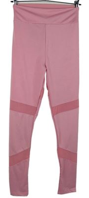 Dámské světlerůžové sportovní legíny s tylovými pruhy PrettyLittle Thing