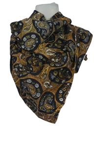 Dámský černo-béžový vzorovaný šátek 