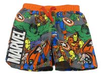 Šedo-oranžové plážové kraťasy s Avengers Marvel