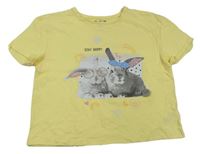 Žluté crop tričko s králíčky F&F