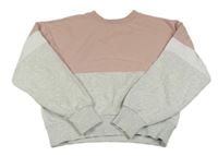 Růžovo-světlešedá oversize mikina H&M