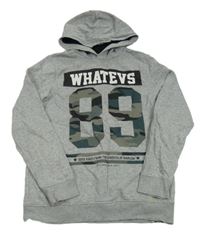 Světlešedá mikina s číslem a kapucí C&A