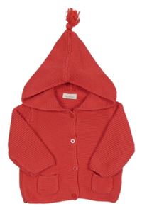 Jahodový propínací svetr s kapucí Next 