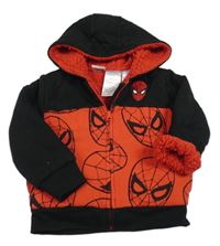 Černo-červená zateplená propínací mikina se Spidermanem a kapucí Marvel