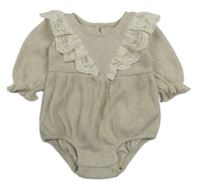 Béžové úpletové žebrované body s krajkou Matalan