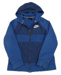 Tmavomodrá propínací mikina s logem a kapucí Nike