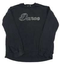 Černá mikina s nápisem z kamínků C&A