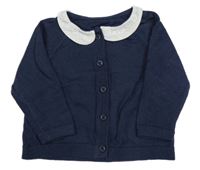 Tmavomodrý propínací svetr s límečkem M&S