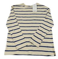 Nové - Béžovo-tmavomodré pruhované mikinotriko M&S