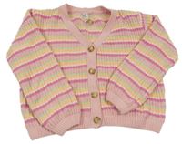 Barevný pruhovaný žinylkový propínací svetr Yigga