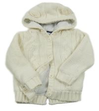 Bílý podšitý propínací svetr s kapucí Lupilu