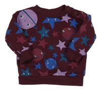 Vínová mikina s hvězdami a planetami Primark