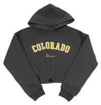 Šedá crop mikina s nápisem a kapucí New Look