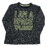 Černé triko se skvrnami a nápisem Dopodopo