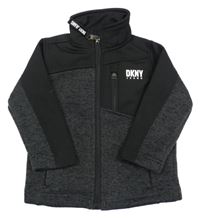 Černá pletená propínací mikina s logem DKNY