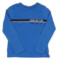 Modré triko s černým pruhem a nápisy George