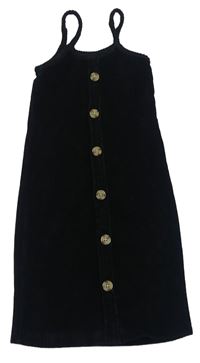 Černé sametové žebrované šaty s knoflíky Denim Co.