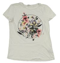 Bílé tričko s kytičkami H&M