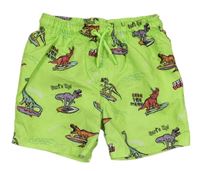 Neonově zelené plážové kraťasy s dinosaury Primark 