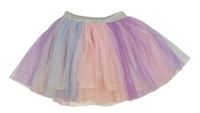 Růžovo-fialovo-modrá tónovaná tylová tutu sukně Primark 