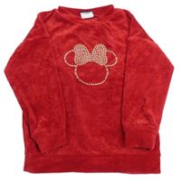 Červená plyšová mikina s Minnie George 