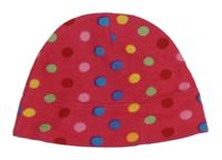 Růžová puntíkatá fleecová čepice 