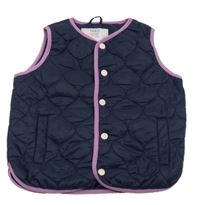 Tmavomodrá šusťáková prošívaná lehká zateplená vesta M&S