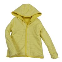 Žluto-bílá pruhovaná propínací zateplená oboustranná mikina s kapucí Lupilu