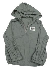 Šedá šusťáková bunda s nášivkou a kapucí Shein