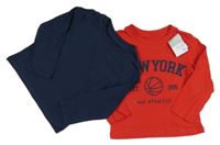 Nové - 2set - Tmavomodré + červené triko s nápisem Primark