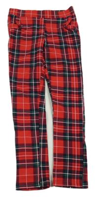 Červeno-tmavomodro-zelené kostkované tregíny H&M